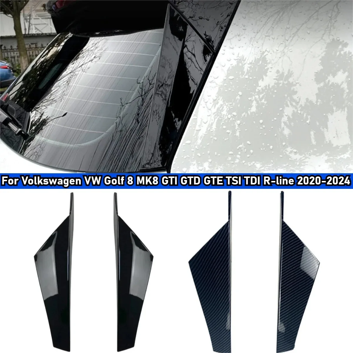 

Для VW Golf 8 2020 + глянцевый черный/углеродный вид, спойлер на заднее окно, боковое крыло, разветвители, комплект кузова из АБС-пластика