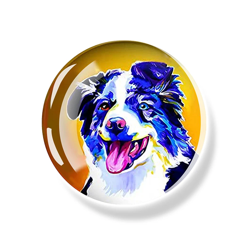 Dog Refrigerator Magnet 40MM Circular Painted Refrigerator Decoration Sticker White Board Adsorption Magnet