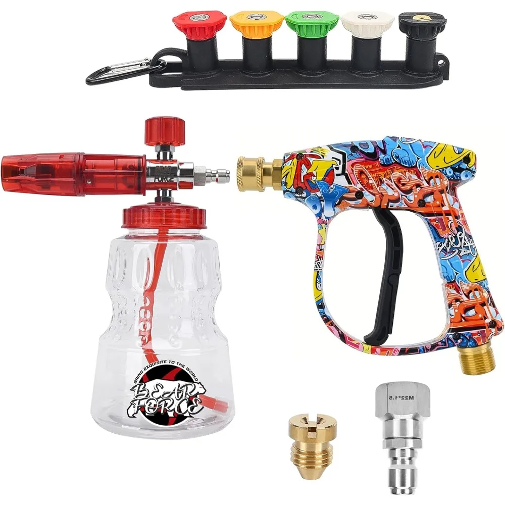 الدب قوة غسالة الضغط بندقية رذاذ غسالة الطاقة بندقية قصيرة مع M22 مدخل-14mm ومسدس رغوة مدفع رغوة مع 5 نصائح الفوهات # 035 #1
