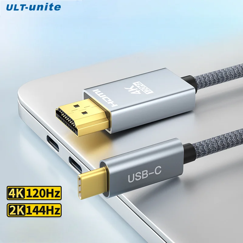 USB C to HDMI Cable 4K120Hz Compatible Thunderbolt 3 Type-C to HDMI Cord for Redmi K90 Pro Max,iPhone 15 Series, iMac, iPad Pro