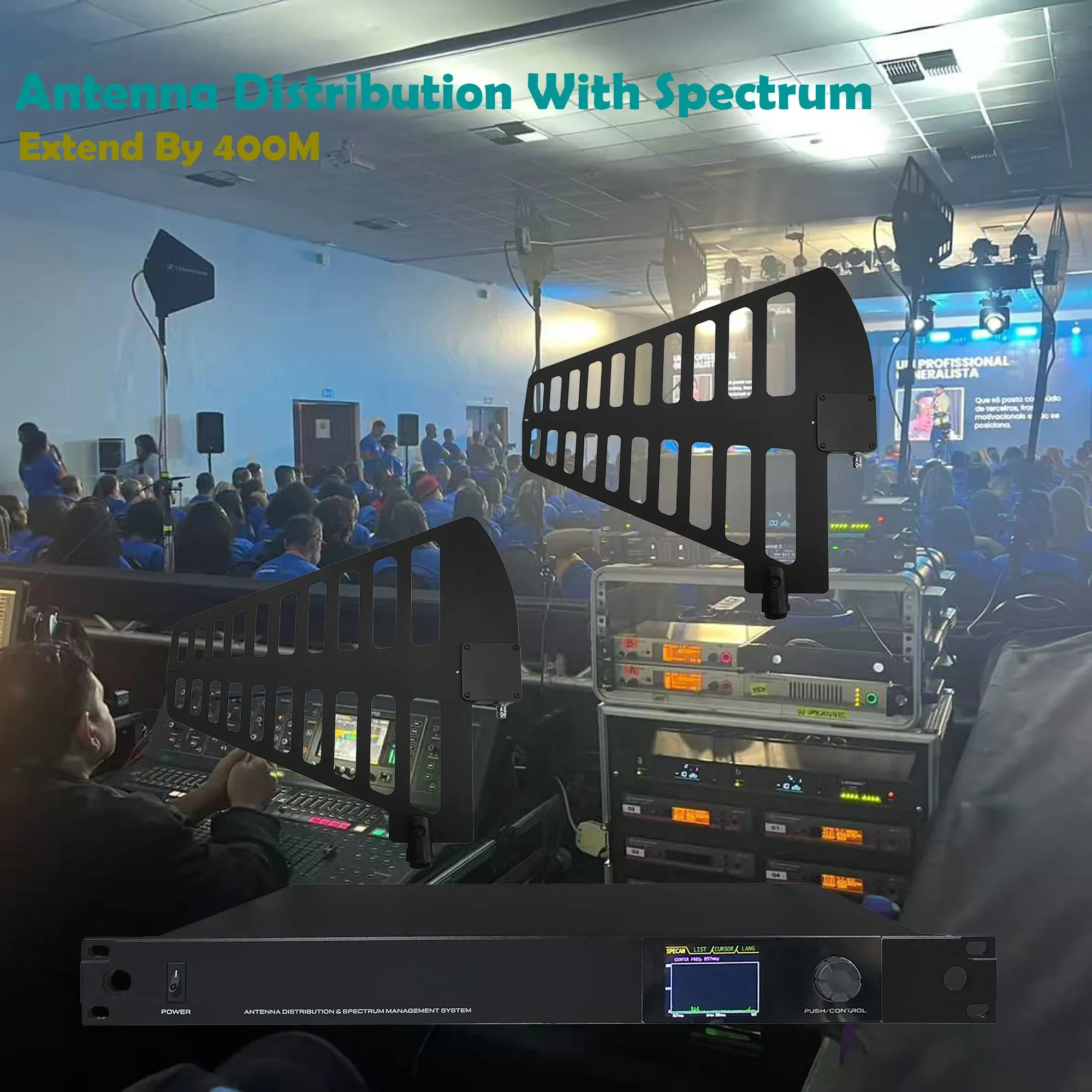 Leicozic 8-Channel RF Signal Distributor System With Spectrum Monitoring For Wireless Mic Antenna Distribution 450-950Mhz AXT680