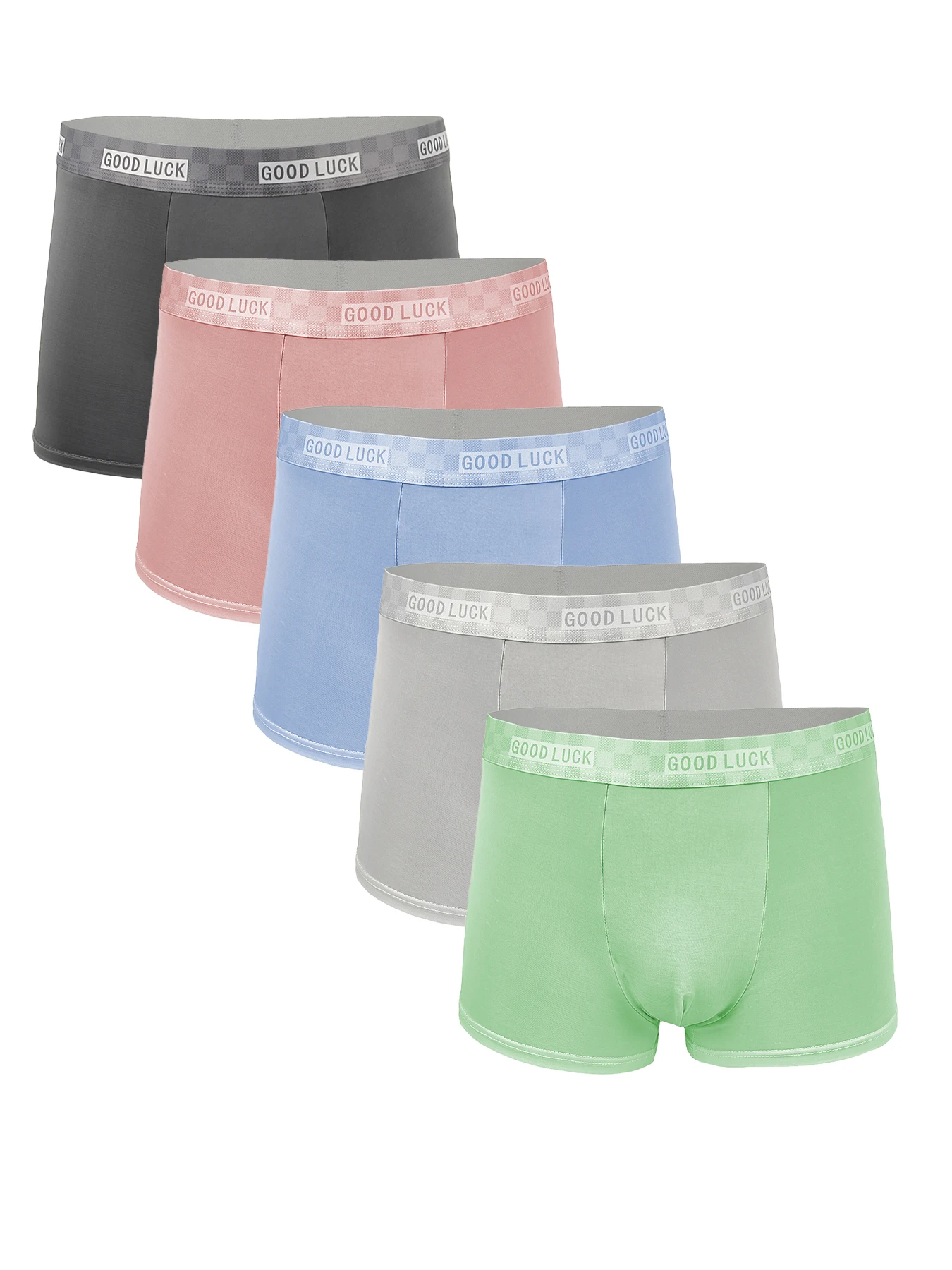 

Мужские трусы-боксеры из 5 шт. из ледяного шелка — пояс «GOOD LUCK», комплект нижнего белья разных цветов