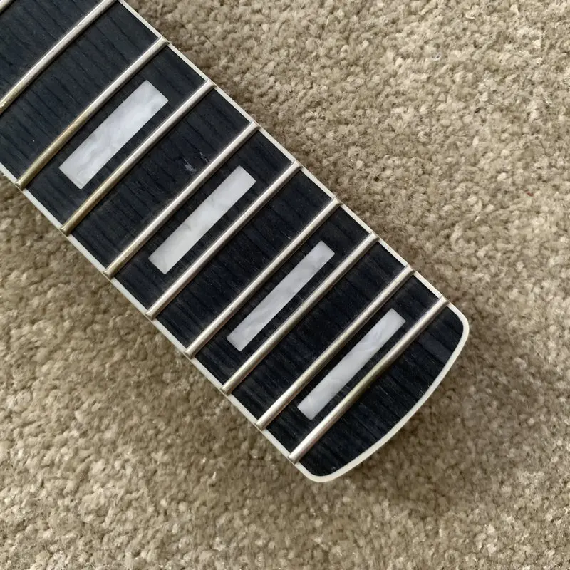 EN024 Custom Order Unfinished Electric Guitar Neck Tremolo Model 21 Frets Fingerboard Cracks No Paints for DIY Replace