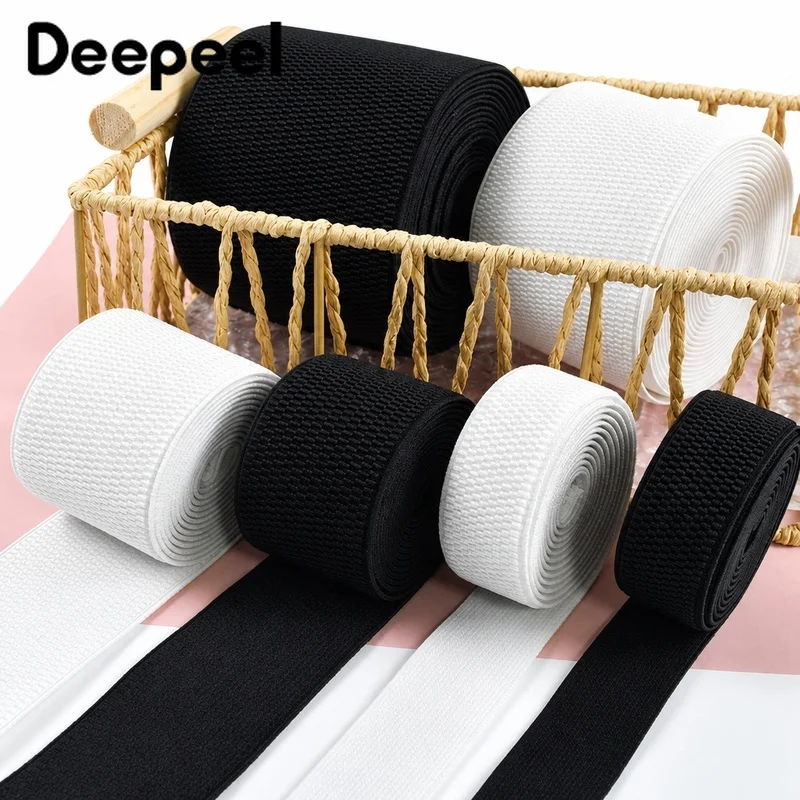 

5M 25-100mm Black Elastic Bands Stretch Rubber Webbing Tapes Skirt Waistband Belt Decor Ribbons DIY Clothes Sewing Accessories