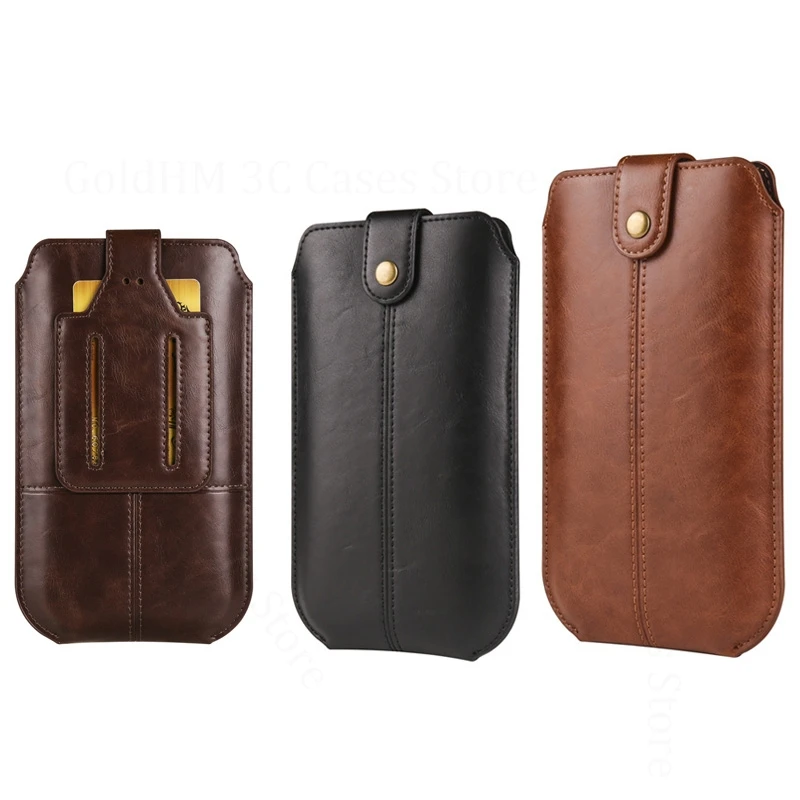 

Leather Case Phone Holder Pouch For iPhone 16e SE4 16 Plus 15 Pro 13 Mini 14 Pro Max Back Card Holder Belt Phone Cover Waist Bag