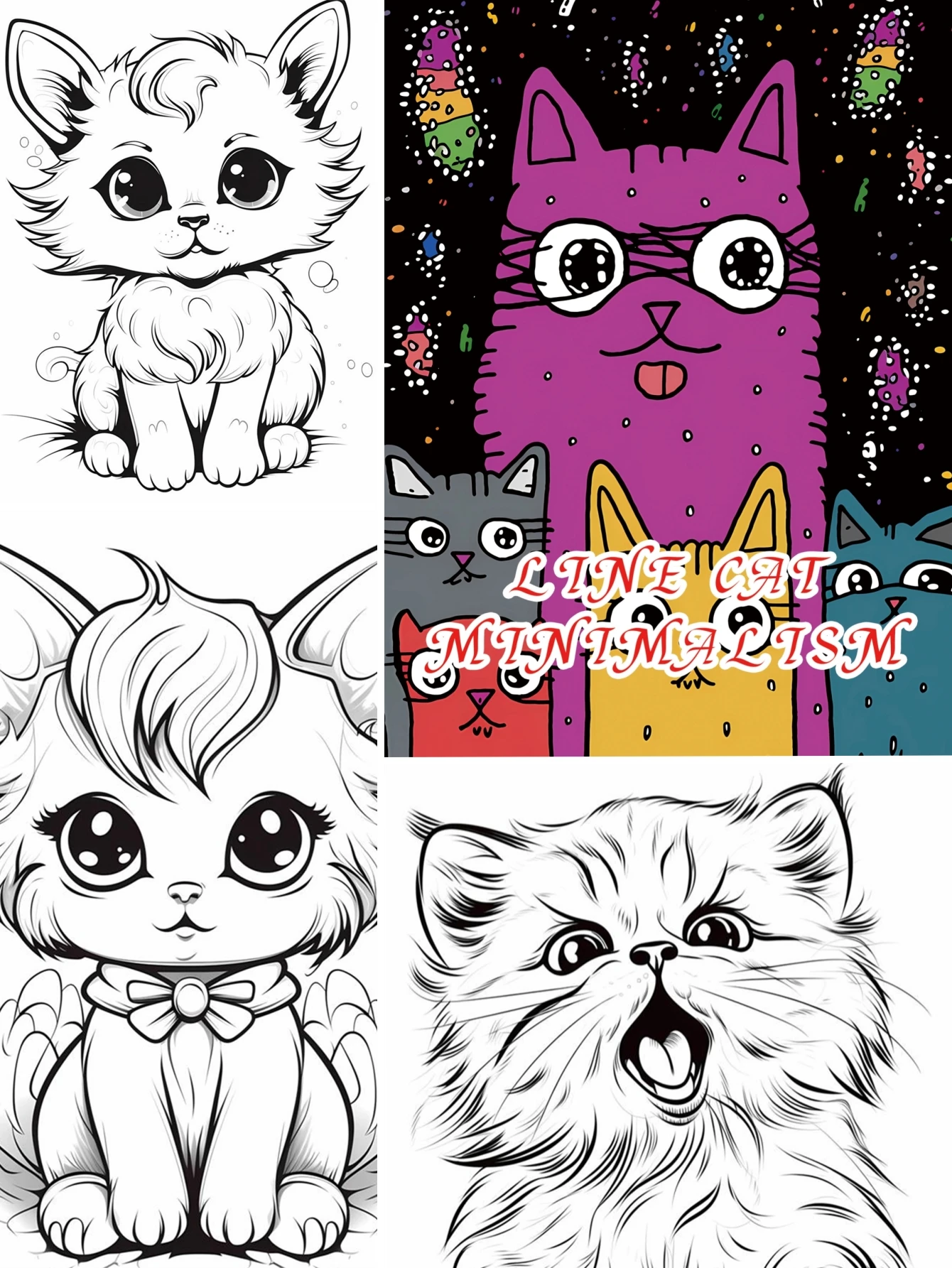 1Pc Line Cat Art Coloring Book Original Upgraded Paper Thickened 22 Pages Coloring Books Gift For Holiday Birthday image 2