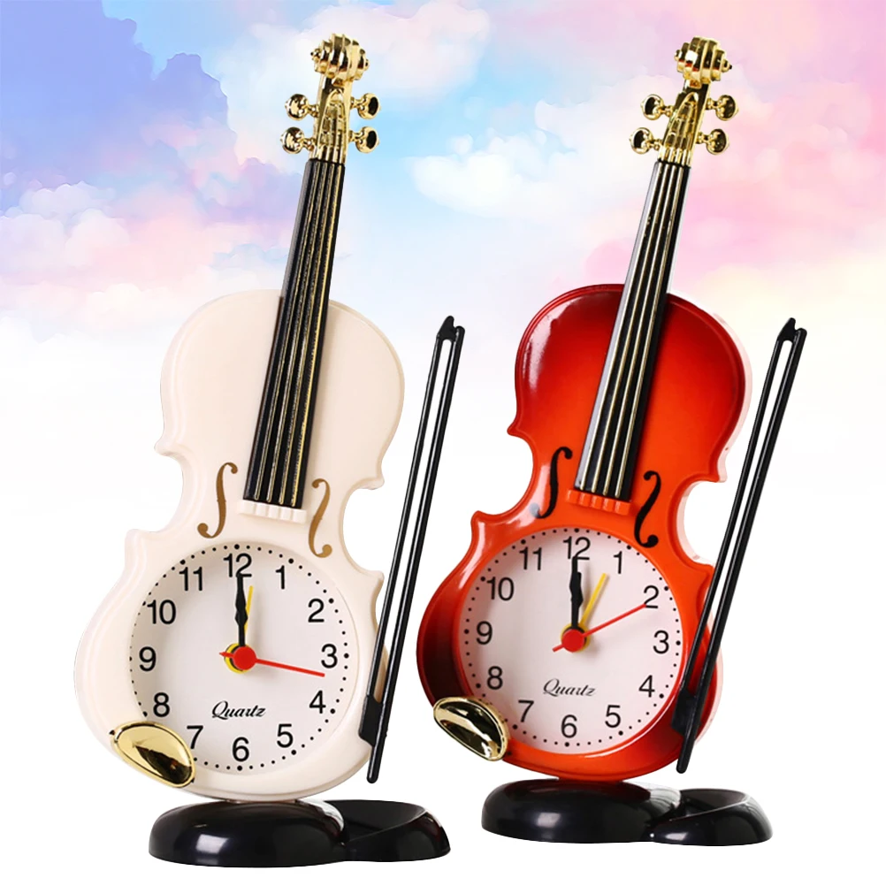 

1pc Simulation Violin Clock Desktop Alarm Clocks Bedside Decorative Clock Morning Wake-up Device without Random Color