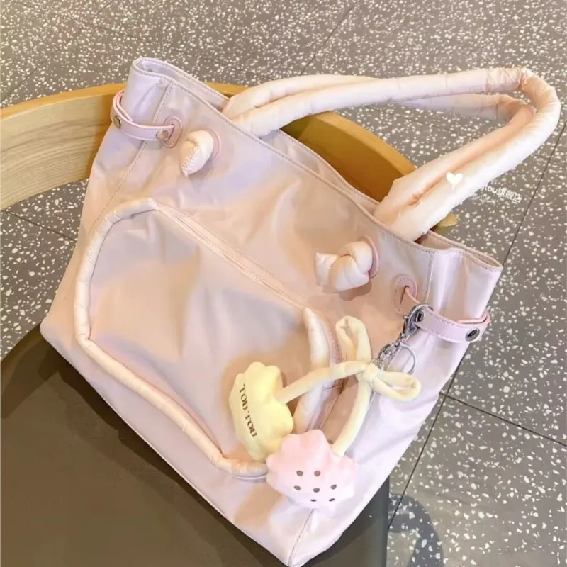 JIAERDI Sweet Cute Pink Tote Bag Women Transparent Anime Large Capacity Ita Bag Ladies Lightweight Daily Versatile Shoulder Bag
