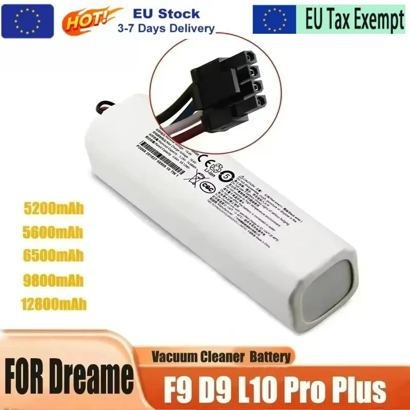 Batterie Li-ion d'origine P2008-4S2P-MMBK pour aspirateur robot Dreame D9 F9 L10 L10 Pro 14.4V 12800mAh 4INR19/66-2