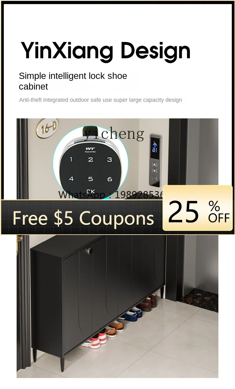 

Corridor Door with Lock Shoe Cabinet Household Large Capacity Entrance Cabinet