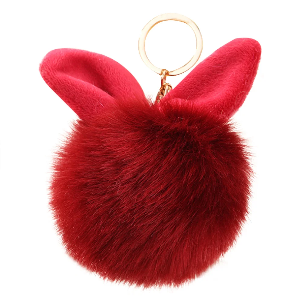 1 PCS Korean Version Super Cute Rabbit Ear Fur Ball Pendant Bag Key Accessories Oversized Imitation Rabbit Fur Ball Pendant