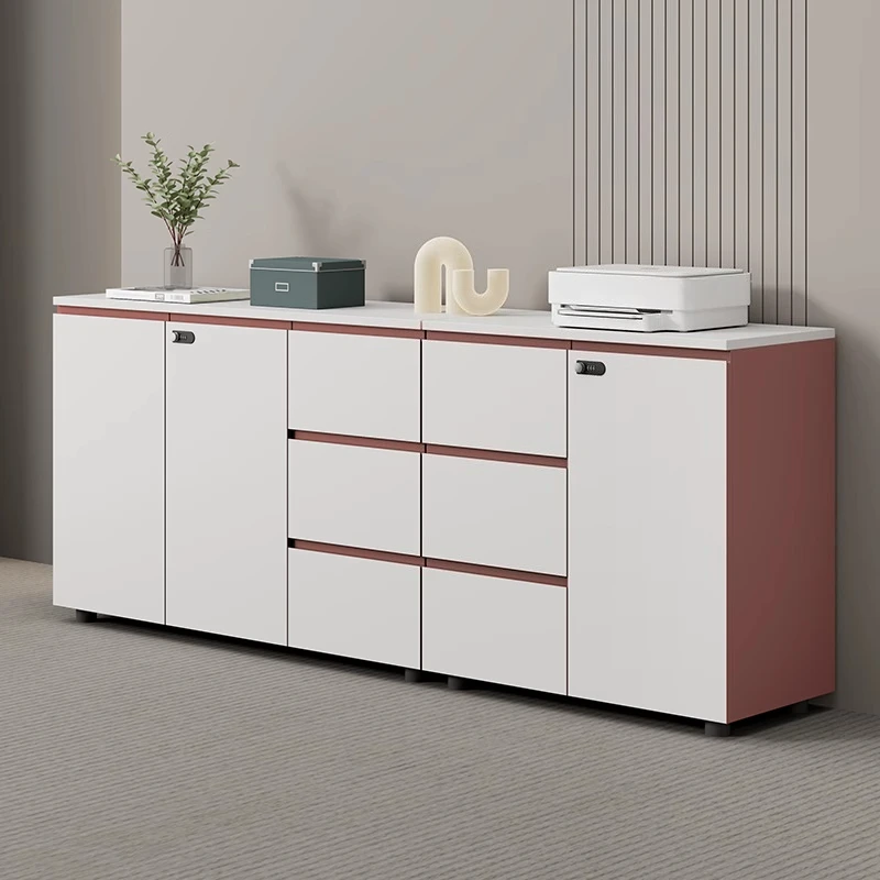 File Cabinet Low Cabinet Wooden Free Handle Lock Drawer Data Cabinet Locker
