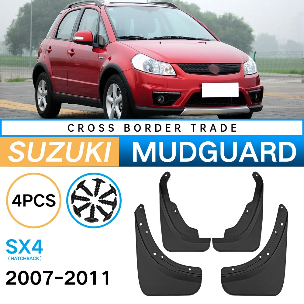 Mudflaps Fender for Suzuki SX4 Hatchback 2007-2011,Mud Flaps, Front and Rear Wheels Fender,Accessorie,4pcs,Black