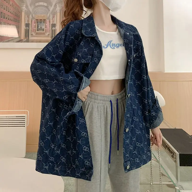 

Blouses Jackets Denim Women's Spring/Autumn American Style Retro Printed New Arrivals Comfortable Minimalist Luxury Distinctive