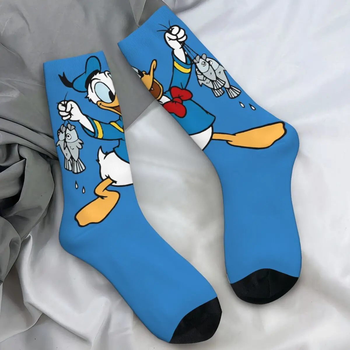 

Забавные носки с героями мультфильмов «Дональд Дак», чулки в стиле Харадзюку, осенние нескользящие носки для взрослых и мужчин, мягкие дышащие уличные носки с графическим рисунком