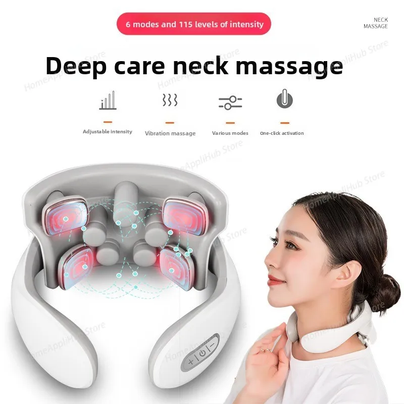 Electric Vibration Neck Masssger Low Frequency Pulse Cervical Massagers Rechargeable Smart Neck massager Hot Compress Massage