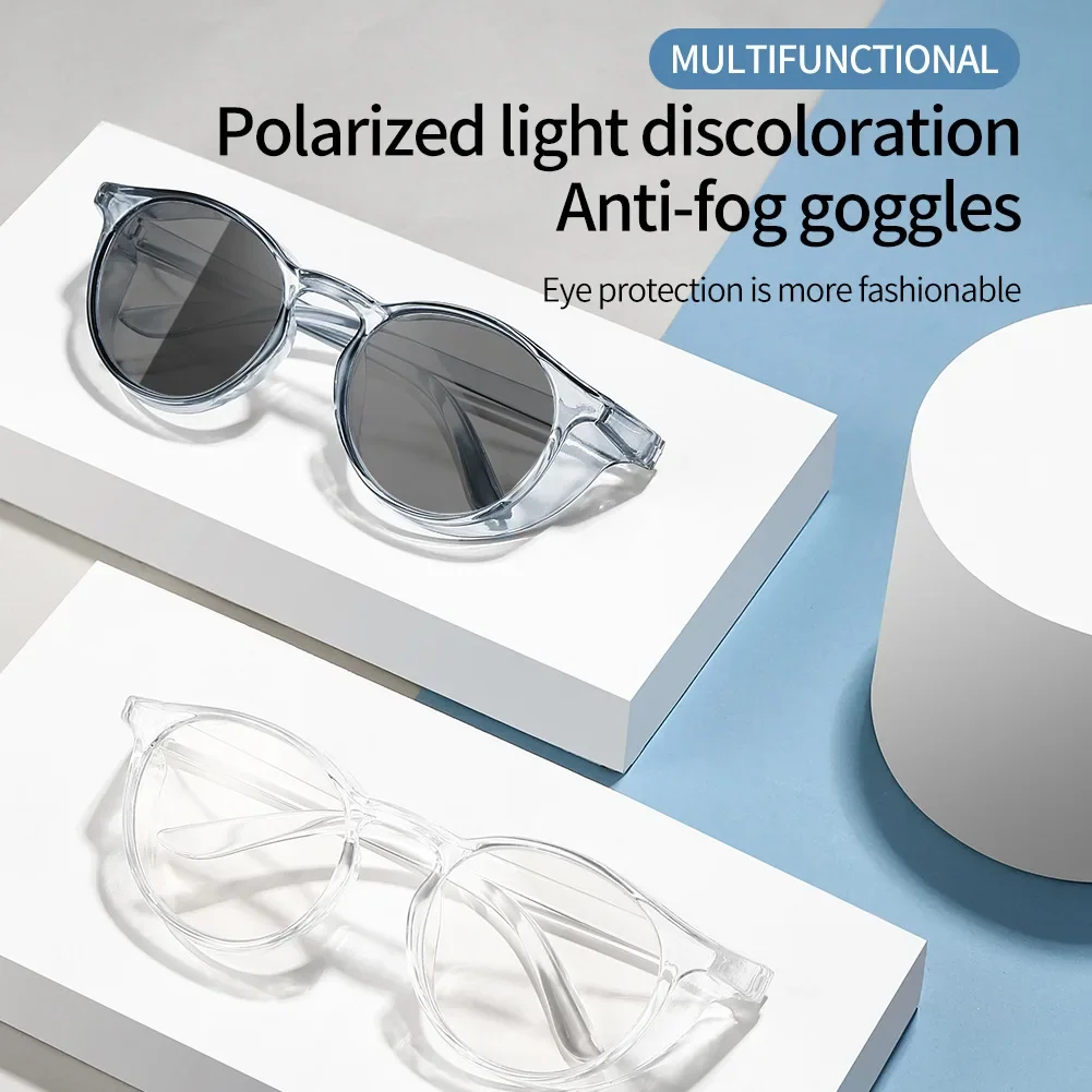 Protective Polarized  Photochromic Sunglasses with Side Shields Blue Light Blocking Anti-allergy Anti Fog  Wind Splash Goggles