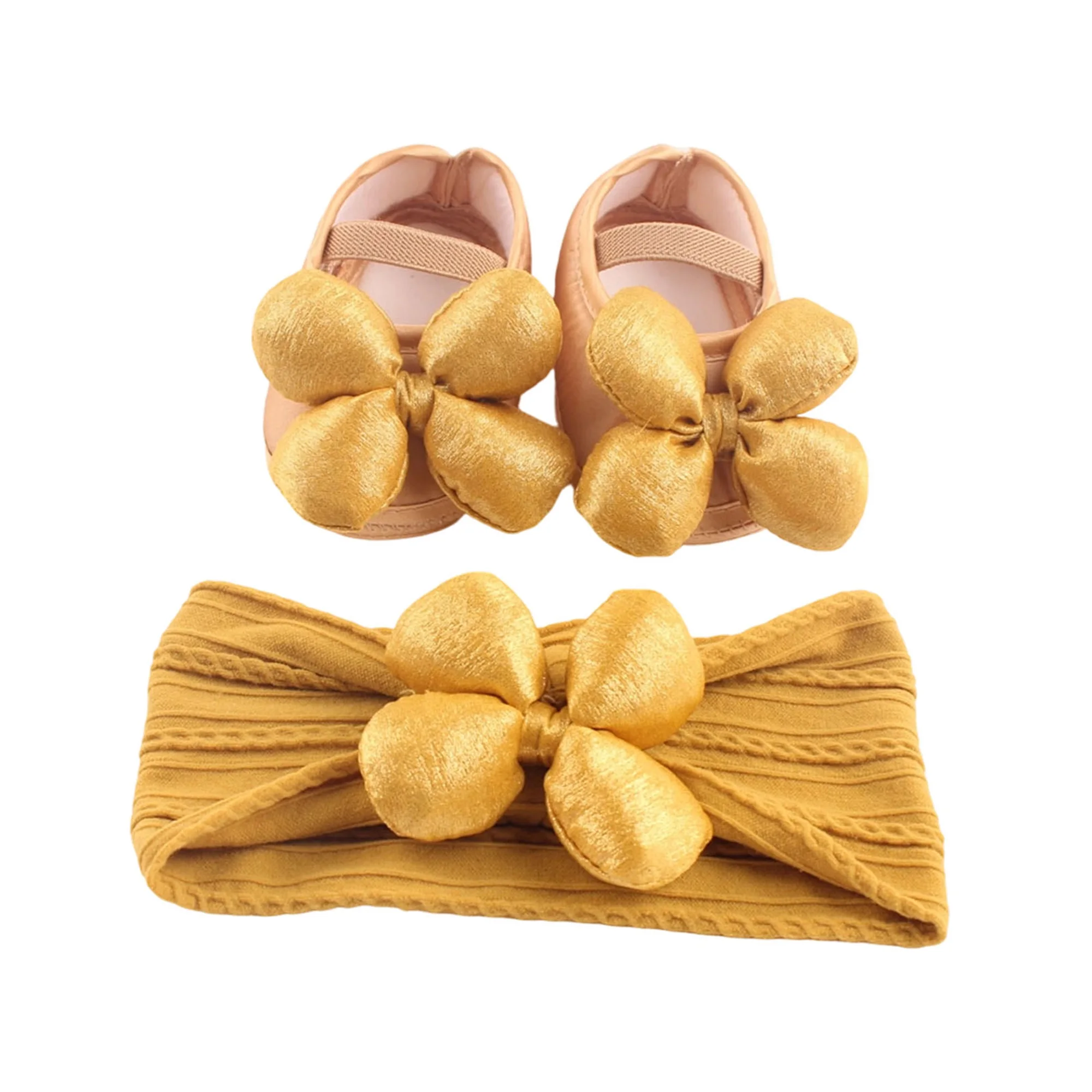 

Комплект обуви для маленьких девочек и повязка на голову в стиле Мэри Джейн с милым бантом, мягкая детская обувь для первой ходьбы