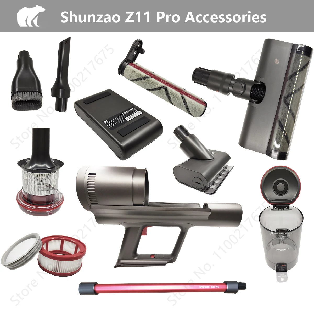 Original Shunzao Z11/Z11 Pro Vacuum Cleaner Spare Parts Accessories Filter Battery Dust Cup Main Brush Extension tube Parts.