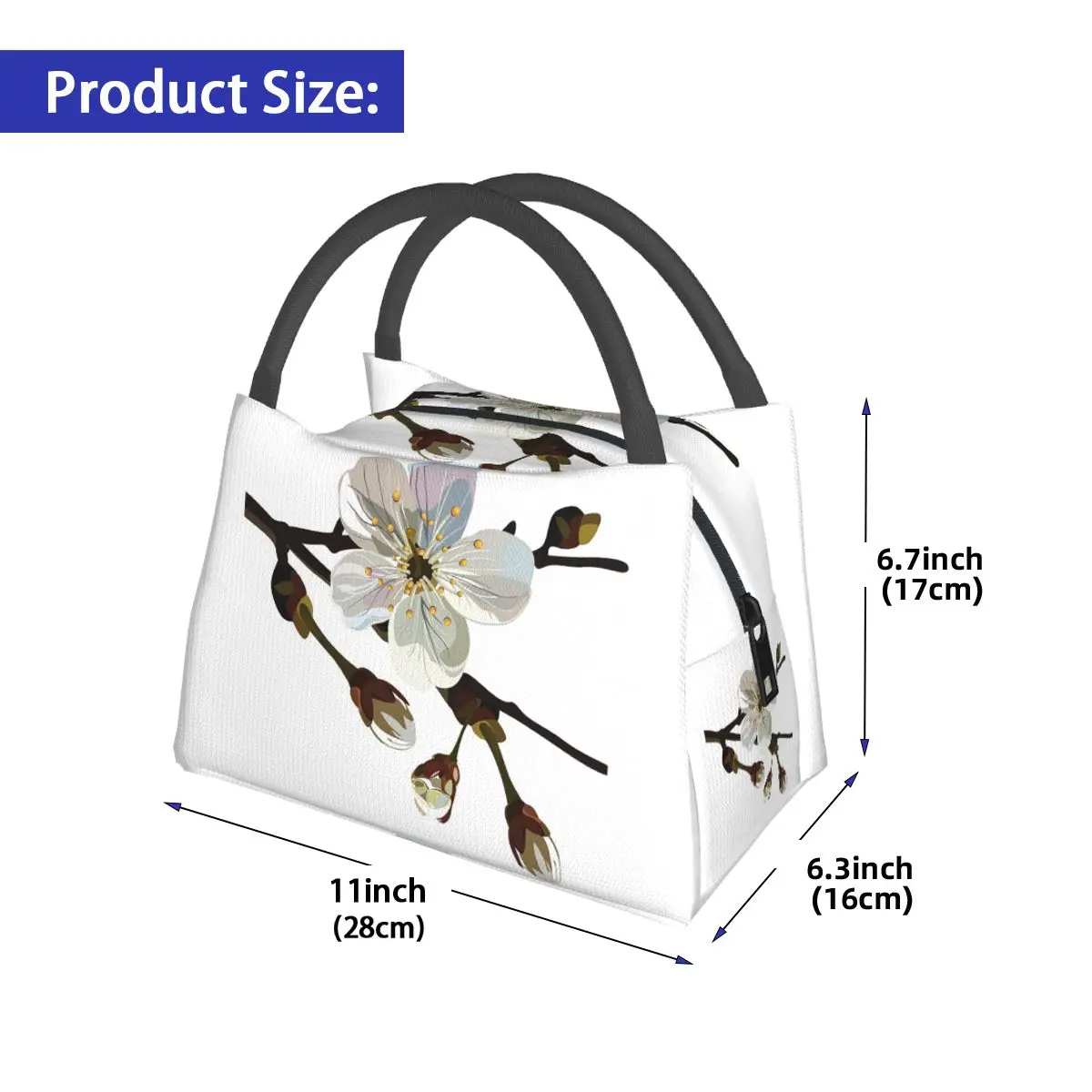 Japanese Sakura Cherry Blossoms Insulated Lunch Bag for School Bento Storage Food Boxes Container Cooler Thermal Lunch Box Tote