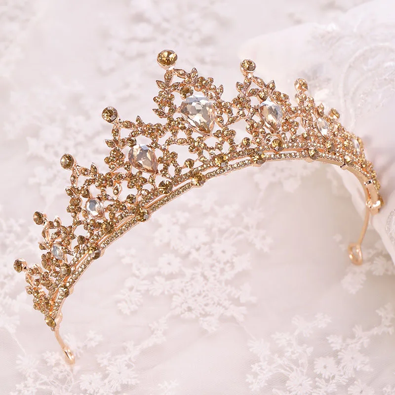 Wedding Hair Tiara Crystal Crowns Bridal Tiara Crown Diadem Veil Tiaras Wedding Hair Accessories Headpieces Head Jewelry