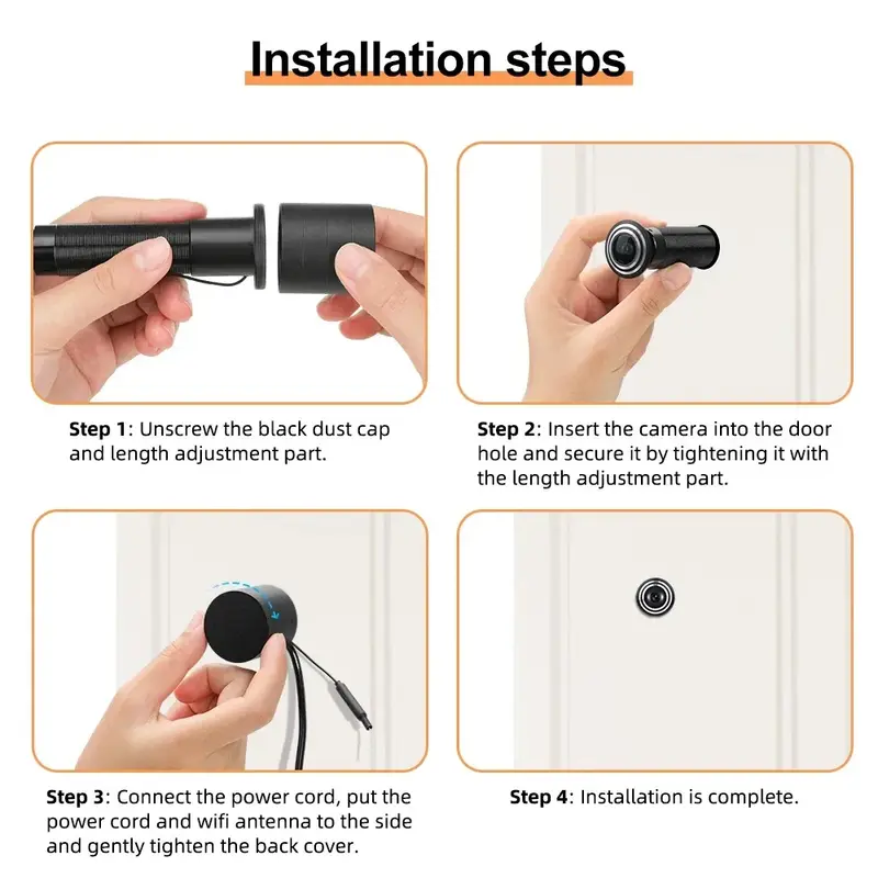 3MP HD 2.4G/5G WiFi Door Viewer Camera Video-Eye Peephole with Motion Detection & 2-Way Audio, Tuya Smart Life For Home Security - Image 6