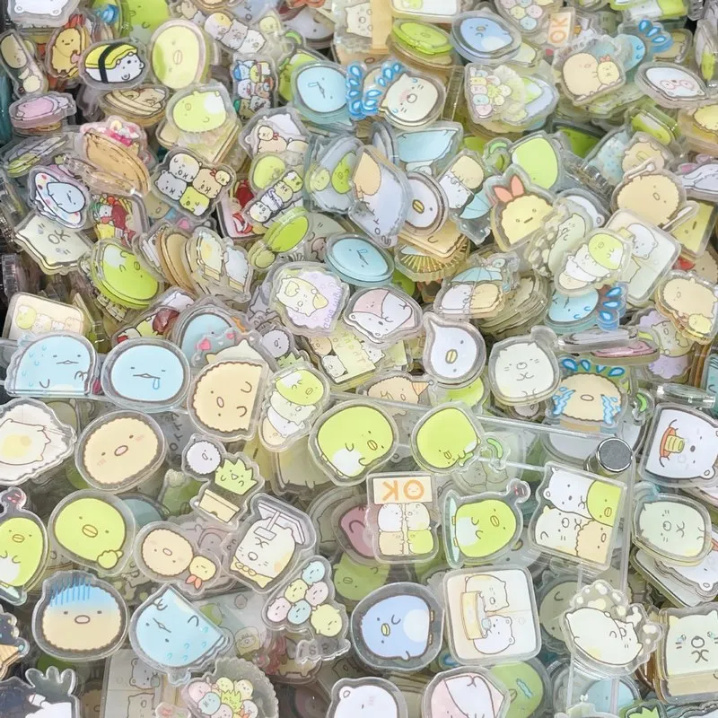 40PCS Kawaii Acrylic Flakes 2CM Round Pastel Character Chips Cartoon Shaped Bits DIY Resin Coaster Craft Supplies