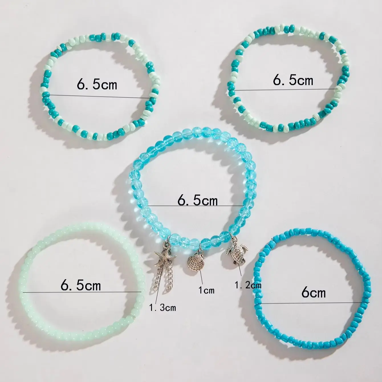 Tocona Bohemian Glass Beaded Foot Chain Set Alloy Sea Star Turtle Pendant Women's Summer Beach Jewelry Accessories
