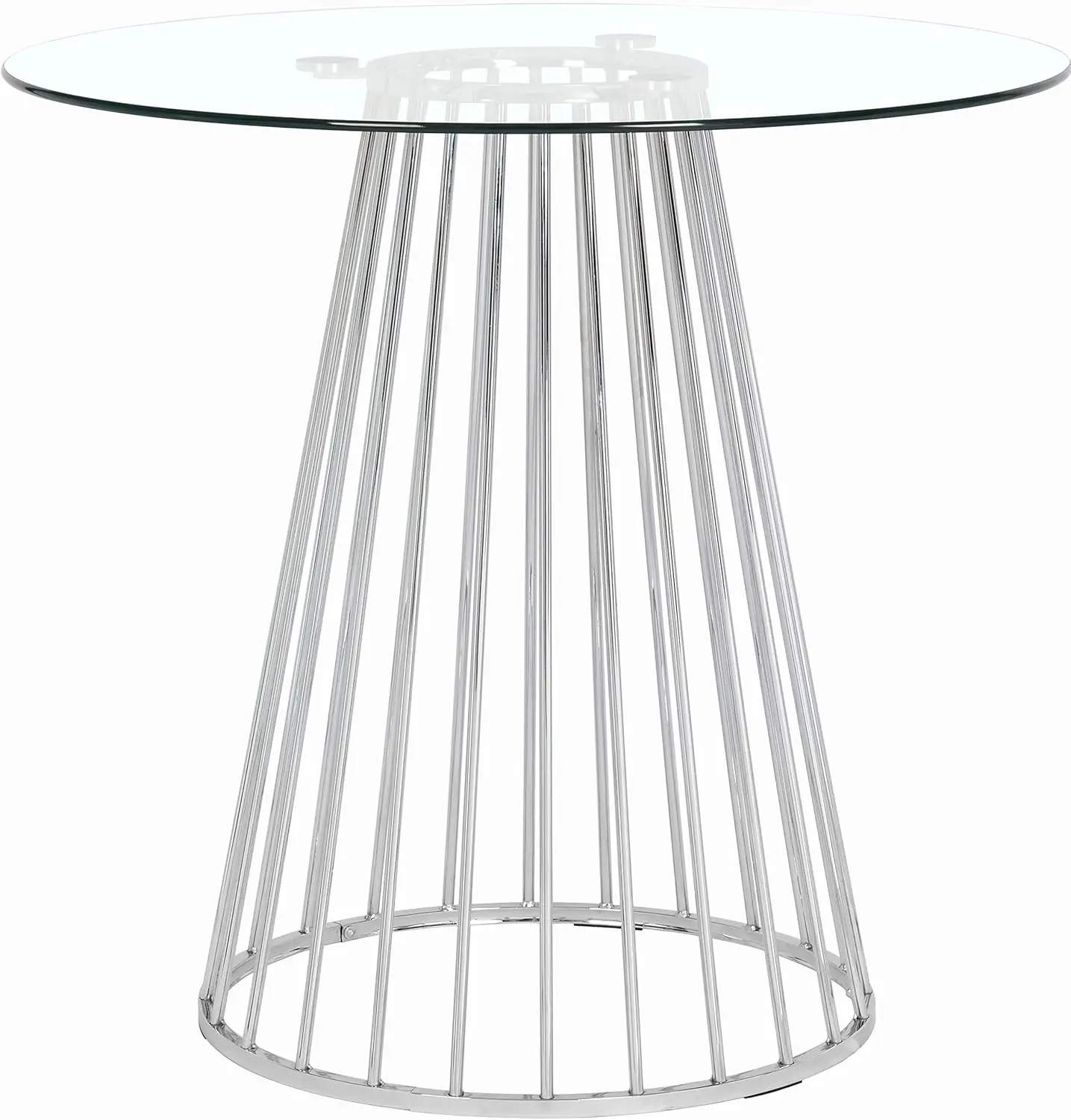 Furniture Gio Collection Modern | Contemporary Clear Tempered Glass Top Table with Wired Design, Durable Metal Base