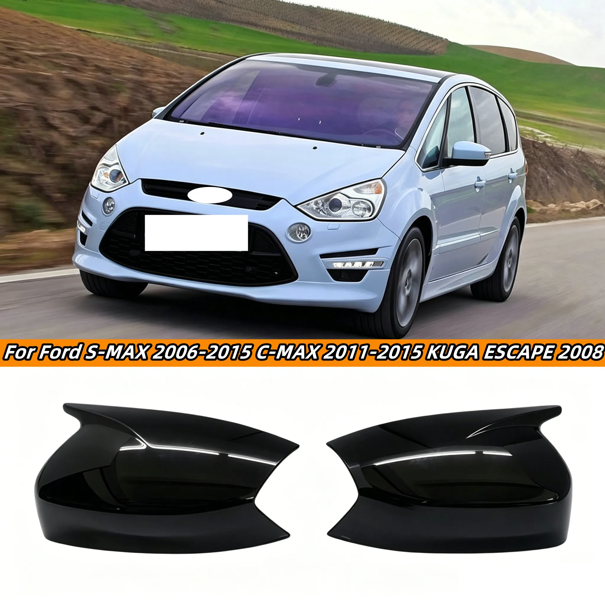 

For Ford S-MAX 2006-2015 C-MAX 2011-2015 KUGA ESCAPE 2008 ﻿ Rearview Side Mirror Cover Car Wing Cap Door Rear View Trim