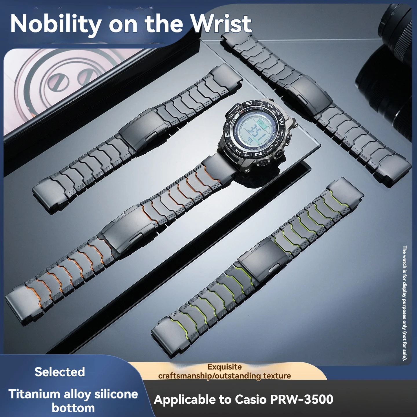 For Casio PROTREK Titanium Watch Bands PRG‑260/PRG‑500 PRW‑2000T/3500/5000/5100T Silicone-Backed Watch Bands for Men