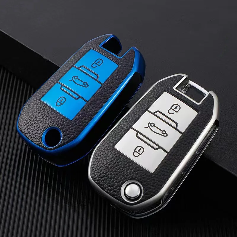 

New TPU Car Flip Key Case Cover Shell For Peugeot 208 308 408 508 2008 3008 4008 5008 For Citroen C3 C4 CACTUS C6 C8 Accessories