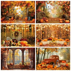 Autumn Forest Backdrop Fall Farm Barn Pumpkin Thanksgiving Harvest Season Maple Truck Baby Portrait Photography Background Decor