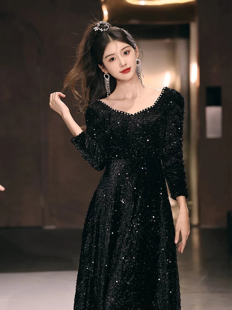 

Ele Bla Evening Gown Women's New Sle High-End plus Size Beautiful Vocal Art Exam Piano Performance Cany Yearly Mee...