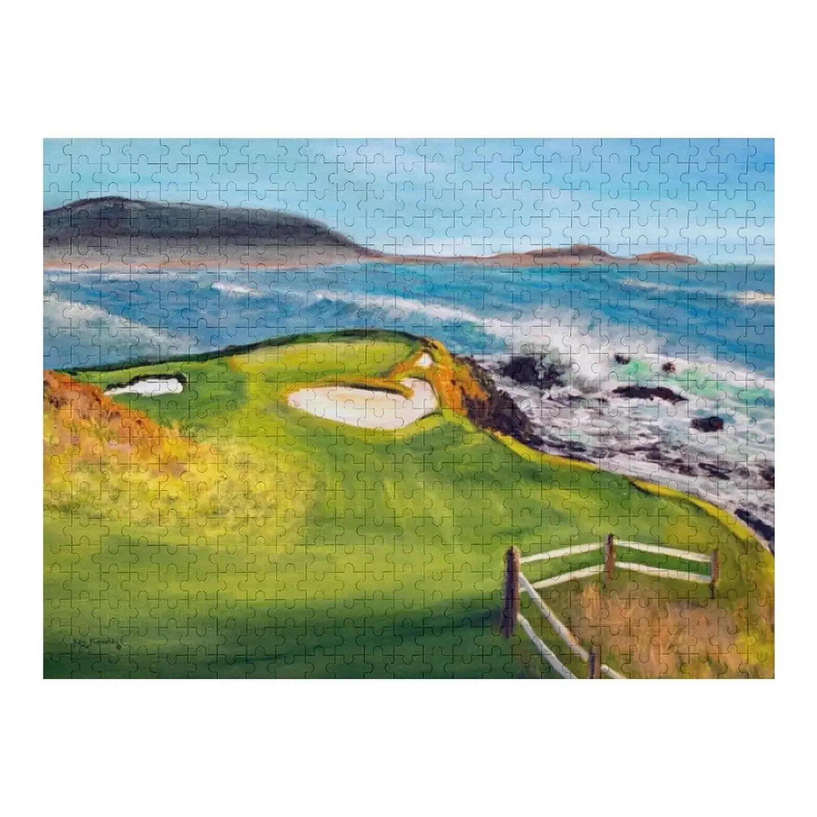 

7th Hole At Pebble Beach Калифорния Пазл для детей Пользовательское имя Детская игрушка-головоломка