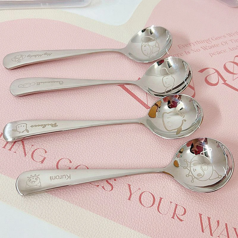 Cute Pattern Cinnamorolls Cartoon Stainless Steel Cutlery Kuromis Three-piece Set Spoon Fork And Chopstick Cutlery Kids Supplies