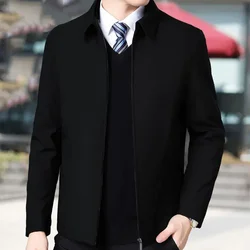 Spring Autumn Men Casual Jackets Turndown Collar Zipper Classic Man Office Business Outerwear Male Outerwear Business Jacket