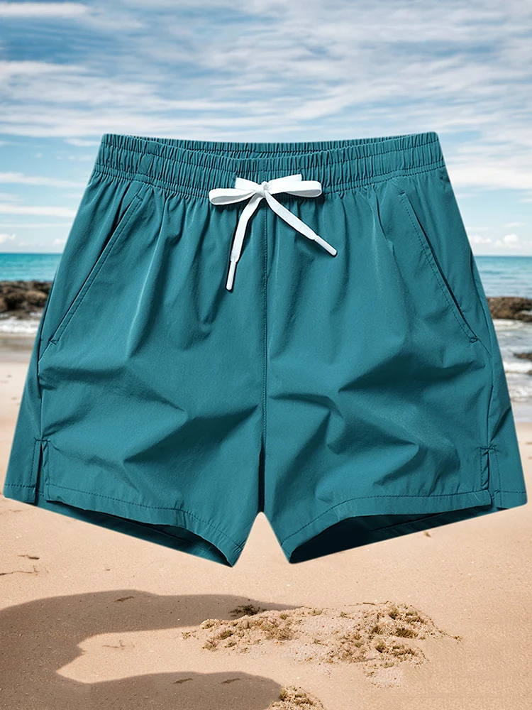 2025 ชาย 3/2 ชิ้นกางเกงขาสั้นฤดูร้อนฟิตเนสด่วนแห้งสบายๆกางเกงออกกําลังกายน้ําหนักเบาBreathable Running Joggingกางเกงขาสั้นชายหาด