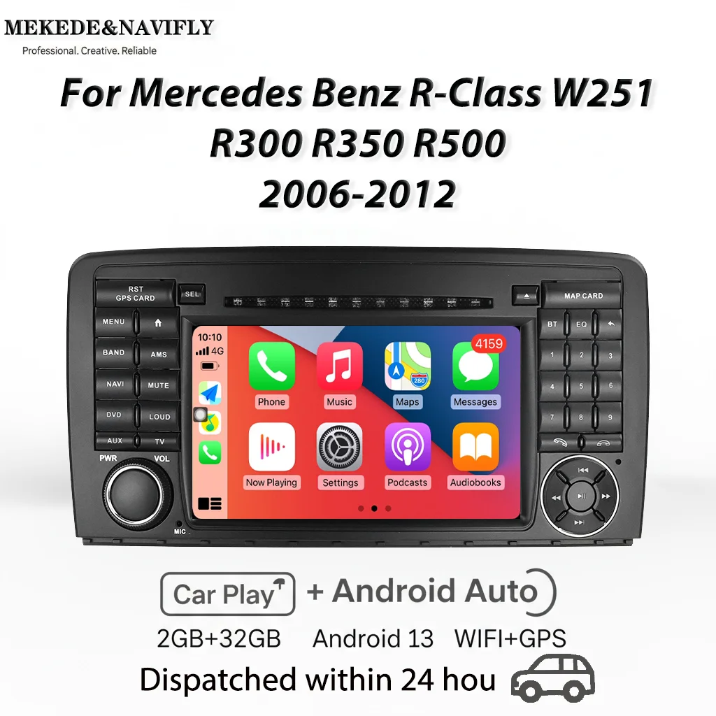 Autoradio pour Mercedes Benz classe R W251 R300 R350 R500 2006 - 2012 lecteur multimédia GPS Carplay stéréo No 2 Din unité principale DVD