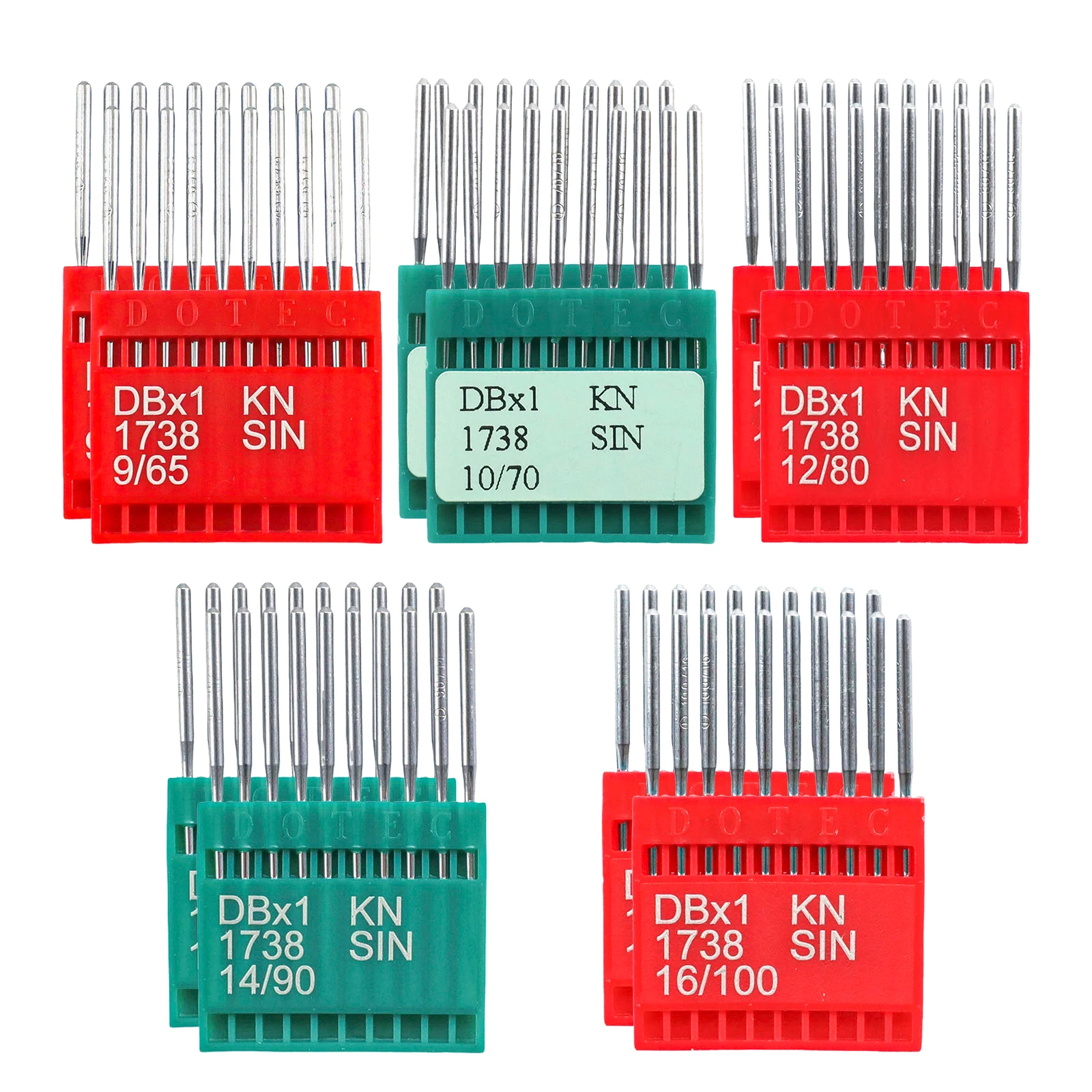 Dotec DBX1 KN Ball-Point Needles For Industrial Lockstitch Sewing Machines DB*1,16x257, 1738A Size 9,10,12,14,16 (100 PCS)