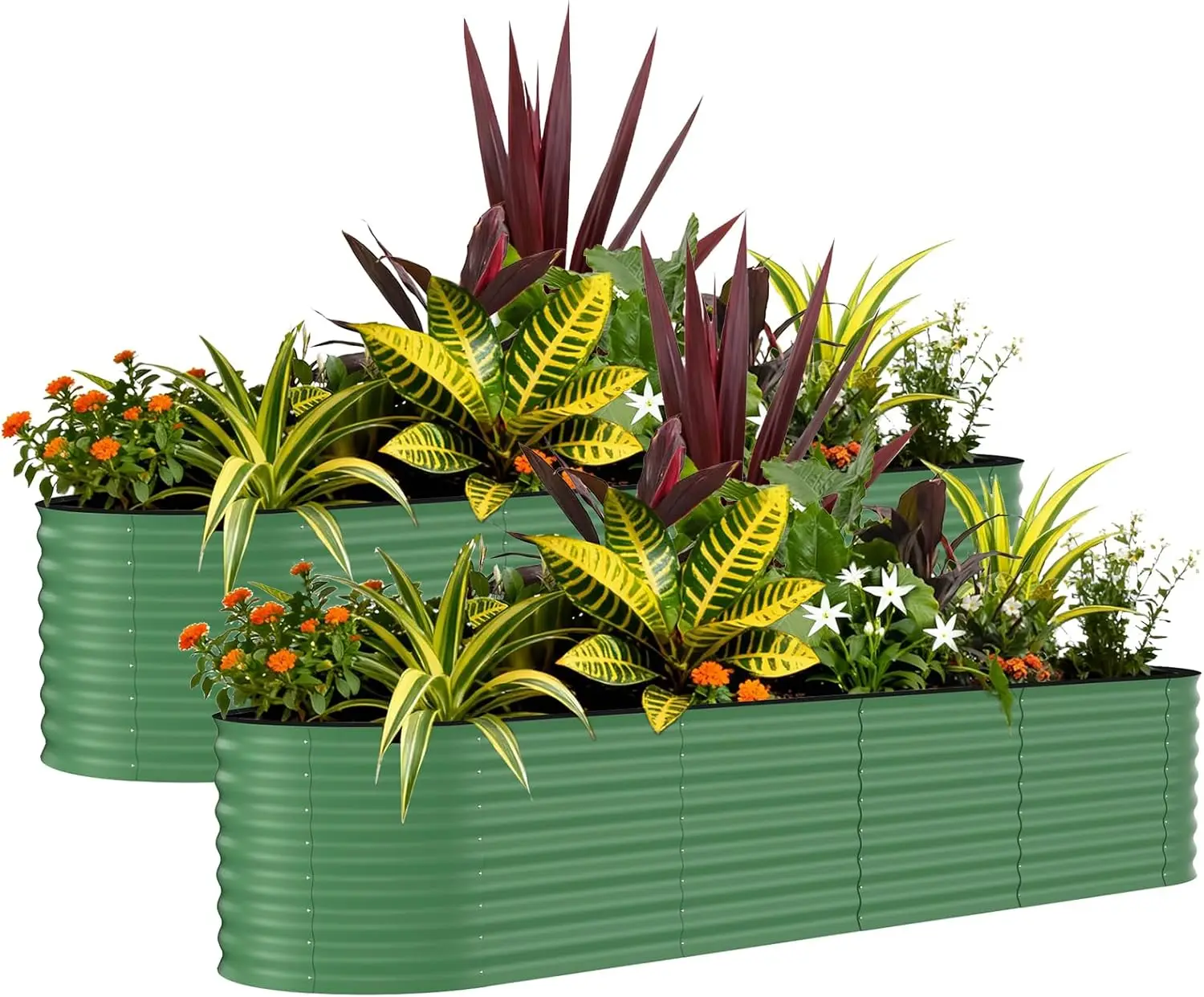 

8x4x2ft Galvanized Raised Garden Bed Planter Box 2 Pack for Plants, Vegetables, Flowers
