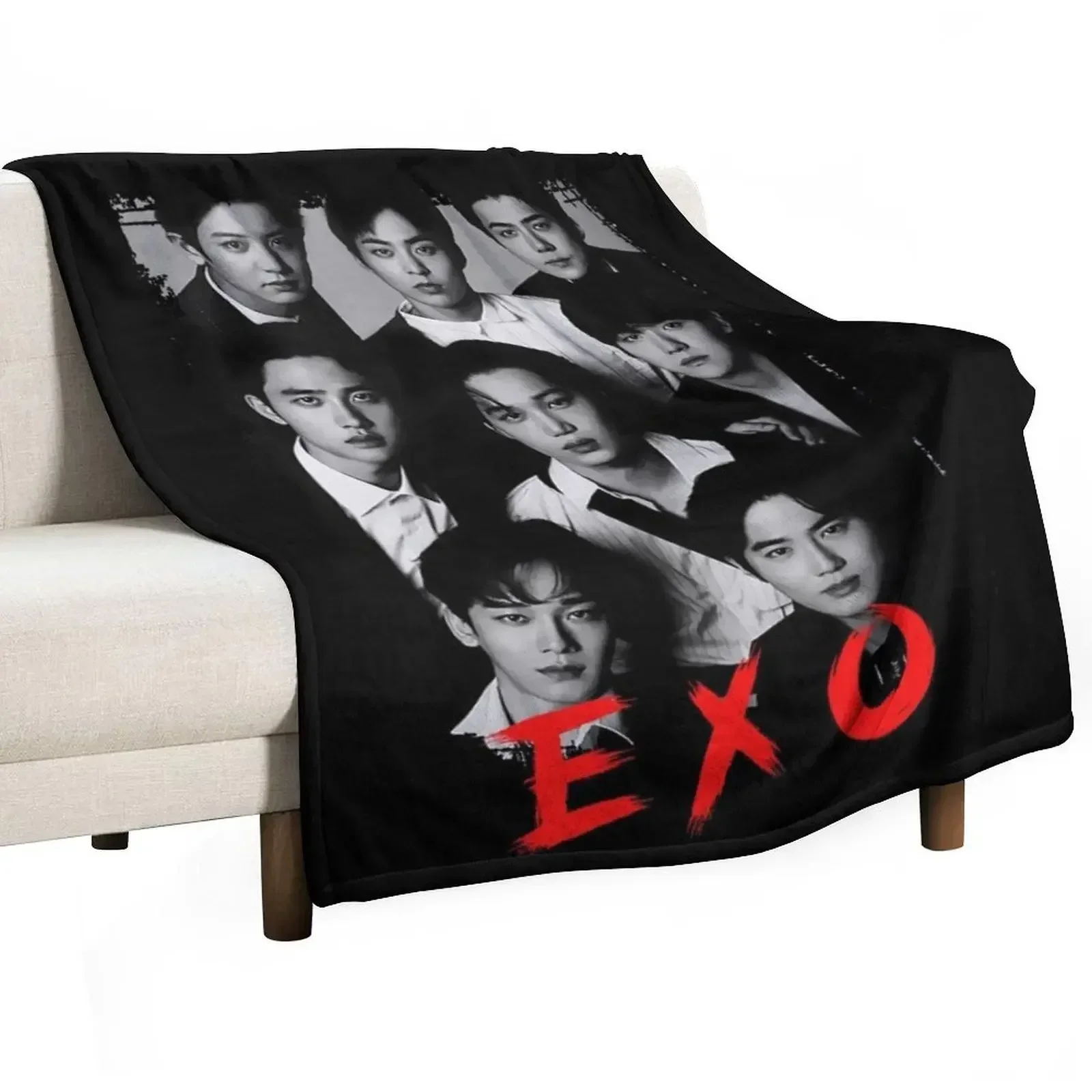 

Черно-белое корейское покрывало для кровати EXO Kpop с дизайном в стиле кпоп RGB