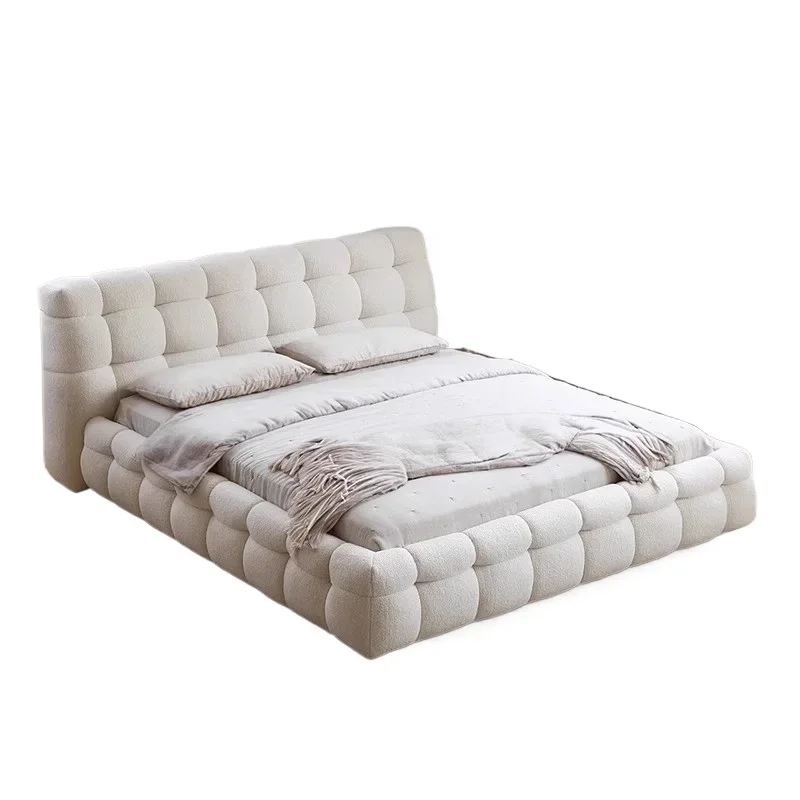 

Cream wind marshmallow bed 1.8 meters modern minimalist bread puff bed master bedroom lamb