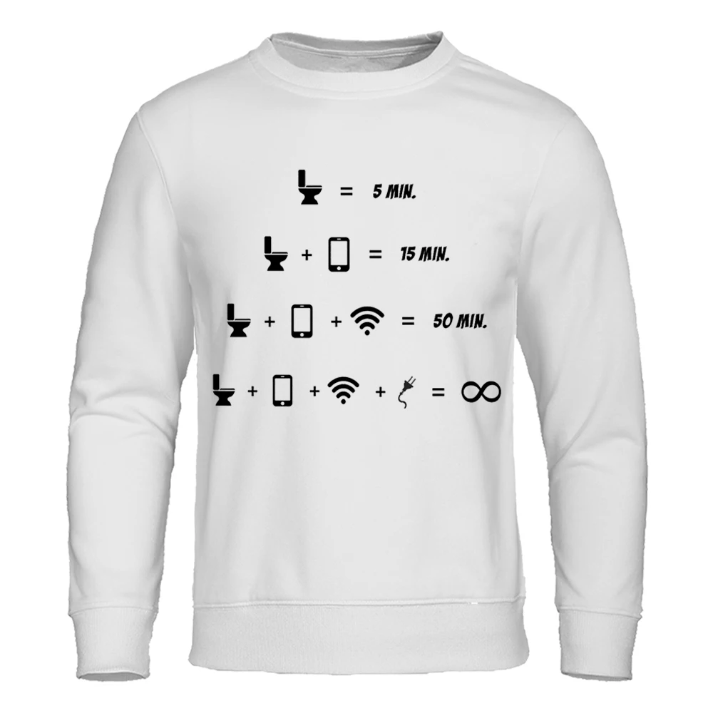 Mobile Phone Plug Wifi Symbol Print Men Clothes 2023 Fashion Crewneck Hoody Casual Crewneck Sweatshirt Autumn Fleece Streetwear