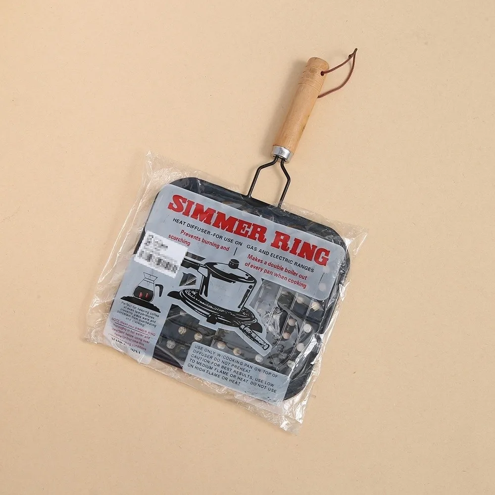 Stainless Steel Heat Diffuser Plate Wooden Handle Anti Slip Induction Adapter Plate Pizza Spatula Pot Holder