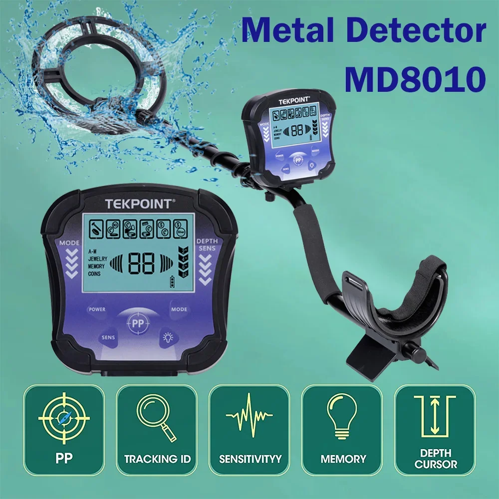 MD8010 Metal Detector Underground Gold Detector High Accuracy Metal Finder Adjustable Treasure Hunter Seeker Detector Portable