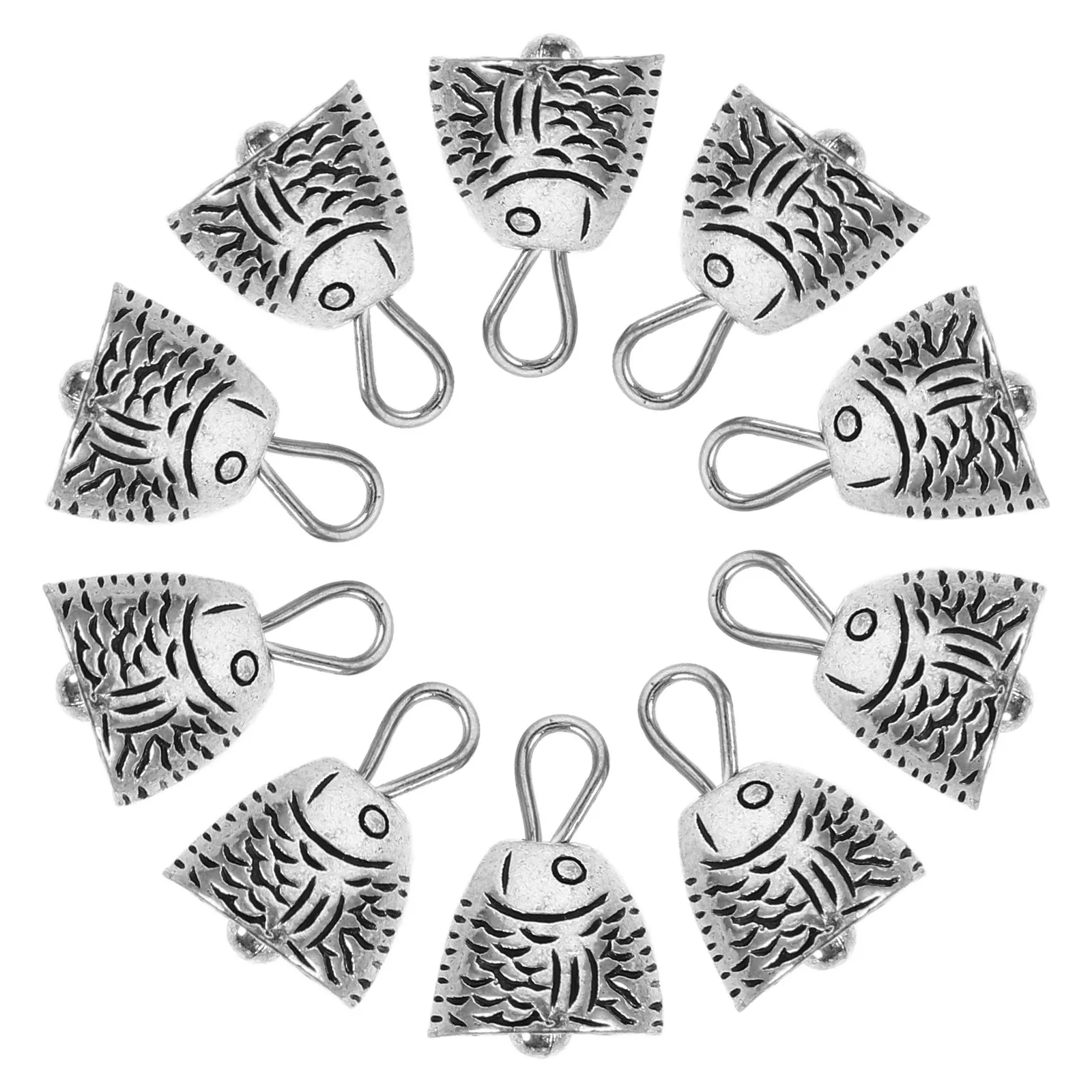 

10Pcs Fish Inspired Bell Pendant Vintage Metal Craft Charms for DIY Necklace Earring Making Party Favor Craft Supplies