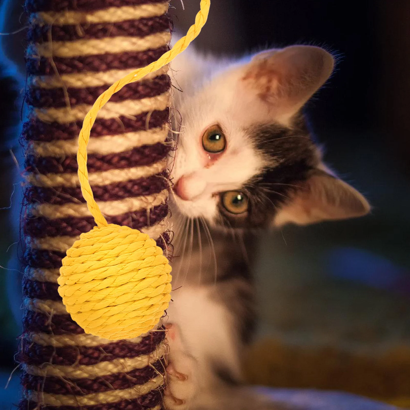 

2Pcs Cat Scratching Post Accessories Paper Rope Balls With Bells Replacement Hanging Cat Toys For Indoor Cats Playtime