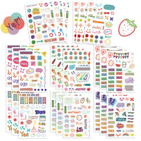 16PCS Cartoon Hand Drawn Element Plan Notebook Stationery Stickers Collage DIY For Decorative Phone