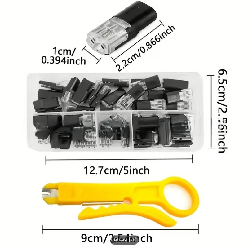 50Pcs D2 Universal Lamp Connector, Push-In Type Wire Splice Terminal For Solid & Stranded Cables